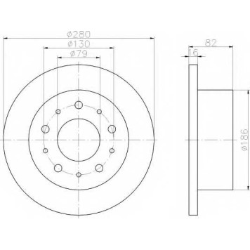 Тормозной диск HELLA 54162PRO / 8DD 355 108-981