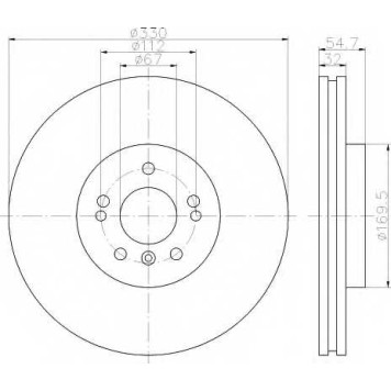 Тормозной диск HELLA 54506PRO / 8DD 355 113-171