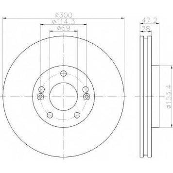 Тормозной диск HELLA 54665 / 8DD 355 114-511