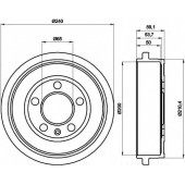 Тормозной барабан HELLA 61238 / 8DT 355 300-371