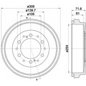 Тормозной барабан HELLA 61376 / 8DT 355 302-421