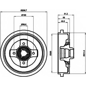 Тормозной барабан HELLA 63912 / 8DT 355 301-701