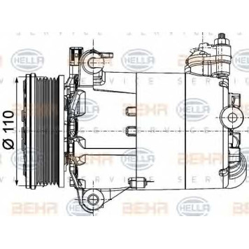 Компрессор кондиционера для FORD GALAXY, MONDEO, S-MAX / LAND ROVER FREELANDER, RANGE ROVER EVOQUE / VOLVO S80, V70 <b>HELLA BEHR SERVICE 8FK 351 334-351</b>