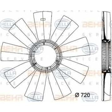 Крыльчатка вентилятора охлаждения двигателя HELLA 8MV 376 733-291