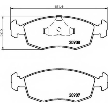 Колодки тормозные дисковые для FORD ESCORT(AAL, ABFT, ABL, ALL, AWF, GAF, GAL), ORION(GAL), SCORPIO(GAE, GGE), SIERRA(BNC, BNG, GB4, GBC, GBG) <b>HELLA 8DB 355 007-331 / T1005</b>