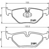Колодки тормозные дисковые для BMW 5(E39) <b>HELLA 8DB 355 007-981 / T1104</b>