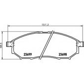 Колодки тормозные дисковые для INFINITI EX, FX, G, M, M35, M45, Q60, Q70 / NISSAN MURANO, NAVARA, NP300 NAVARA, PATHFINDER, QASHQAI, XTERRA / RENAULT KOLEOS <b>HELLA 8DB 355 013-141 / T1679</b>
