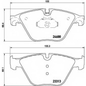Колодки тормозные дисковые для BMW 5(F10,F11,F18), 6(F06,F12,F13) <b>HELLA 8DB 355 015-261 / T1962</b>