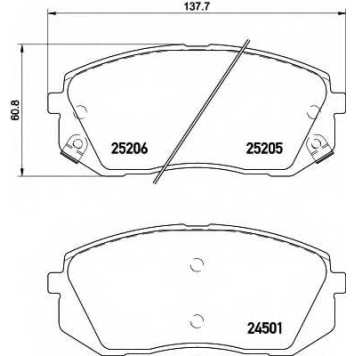Колодки тормозные дисковые для HYUNDAI i40 CW(VF), i40(VF), ix35(EL,ELH,LM), TUCSON(TLE) / KIA CADENZA, OPTIMA, SOUL(PS), SPORTAGE(QL,SL) <b>HELLA 8DB 355 015-841 / T2061</b>