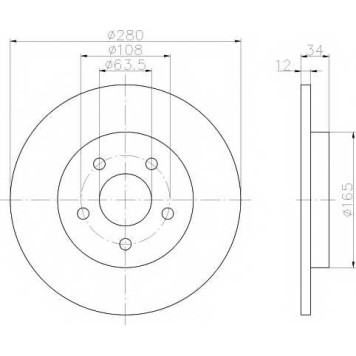 Тормозной диск HELLA PAGID 50346PRO / 8DD 355 108-061