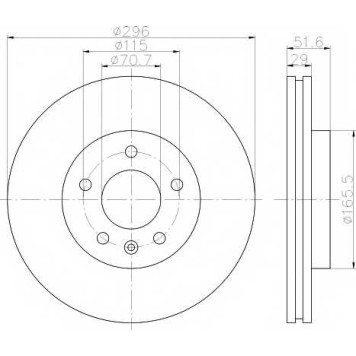 Тормозной диск HELLA PAGID 54654 / 8DD 355 114-401