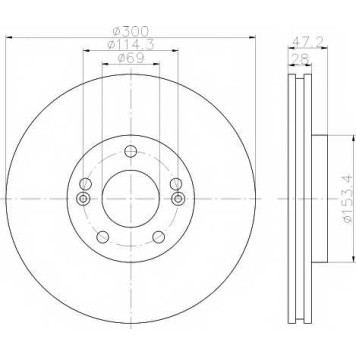 Тормозной диск HELLA PAGID 54665 / 8DD 355 114-511