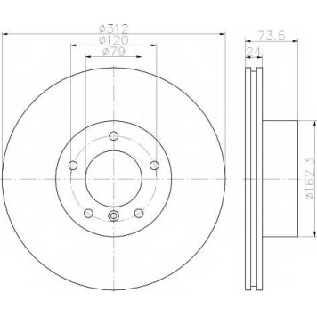 Тормозной диск HELLA PAGID 54761PRO / 8DD 355 115-381