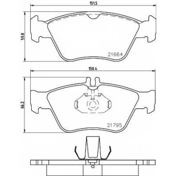 Колодки тормозные дисковые для MERCEDES C(S202,W202), CLK(A208,C208), E(S210,W210), SLK(R170) <b>HELLA PAGID 8DB 355 007-831 / T1091</b>