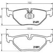 Колодки тормозные дисковые для BMW 5(E39) <b>HELLA PAGID 8DB 355 007-981 / T1104</b>