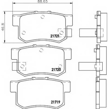 Колодки тормозные дисковые для ACURA ILX, LEGEND, TL, VIGOR / HONDA ACCORD, CIVIC, ELEMENT, INSIGHT, INTEGRA, LEGEND, ODYSSEY, PRELUDE, STEPWGN, STREAM / SUZUKI KIZASHI, SWIFT, SX4 <b>HELLA PAGID 8DB 355 016-451 / T3017</b>