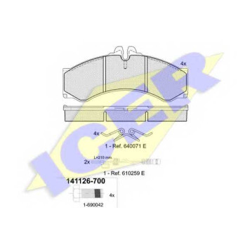 Колодки тормозные дисковые для MERCEDES SPRINTER(904, 905) / VW LT(2, 2DA, 2DB, 2DC, 2DD, 2DE, 2DF, 2DH, 2DK) <b>ICER 141126-700 / 29076</b>