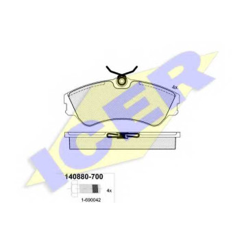 Колодки тормозные дисковые для VW TRANSPORTER(70XA, 70XB, 70XC, 70XD, 7DB, 7DK, 7DW) <b>ICER 140880-700 / 20124</b>