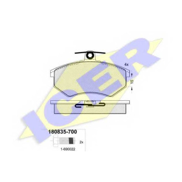 Колодки тормозные дисковые для AUDI 100, 200, 80, 90, CABRIOLET, COUPE / VW CORRADO, PASSAT <b>ICER 180835-700 / 20778</b>