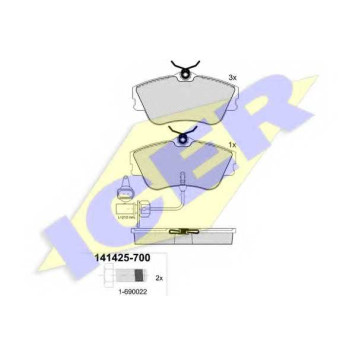 Колодки тормозные дисковые для VW TRANSPORTER(70XA, 70XB, 70XC, 70XD, 7DB, 7DK, 7DW) <b>ICER 141425-700 / 21479</b>