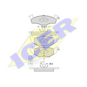 Колодки тормозные дисковые для SKODA FABIA(6Y2,6Y3,6Y5), ROOMSTER(5J) / VW POLO(9A4,9N#) <b>ICER 181590 / 21868</b>