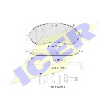 Колодки тормозные дисковые для FORD TRANSIT <b>ICER 142217 / 22034</b>