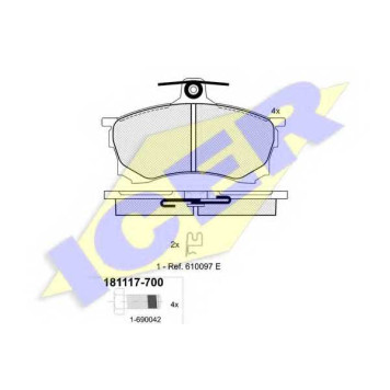 Колодки тормозные дисковые для MITSUBISHI CARISMA(DA#) <b>ICER 181117 / 23080</b>