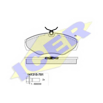 Колодки тормозные дисковые для NISSAN INTERSTAR, PRIMASTAR / OPEL VIVARO / RENAULT AVANTIME, ESPACE, TRAFIC <b>ICER 141315-701 / 23099</b>