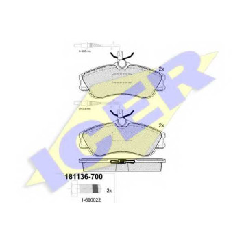 Колодки тормозные дисковые для CITROEN BERLINGO(M#,MF), XSARA(N0,N1,N2) / PEUGEOT 306(7A,7B,7C,7D,7E,N3,N5), PARTNER(5,5F) <b>ICER 181136-700 / 23124</b>