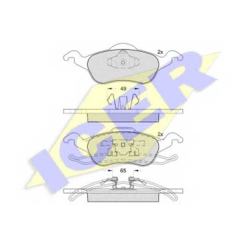 Колодки тормозные дисковые для FORD FOCUS(DAW,DBW,DFW,DNW) <b>ICER 181264 / 23154</b>