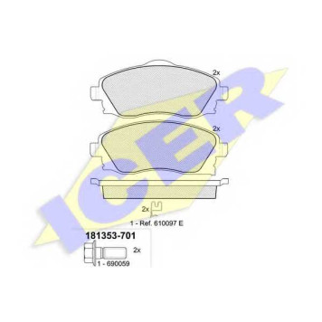 Колодки тормозные дисковые для OPEL CORSA(F08,F68,W5L) <b>ICER 181353-701 / 23225</b>