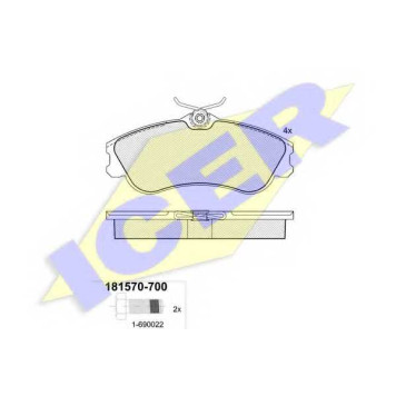 Колодки тормозные дисковые для CITROEN XSARA(N68) / PEUGEOT 206(2A/C,2D,2E/K) <b>ICER 181570-700 / 23346</b>