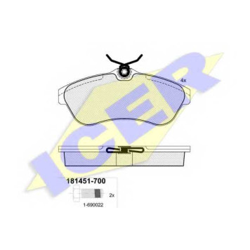 Колодки тормозные дисковые для CITROEN C2(JM#), C3(FC#,HB#) <b>ICER 181451-700 / 23409</b>