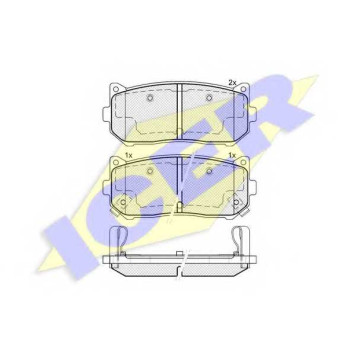Колодки тормозные дисковые для KIA CARENS(FC,FJ), CLARUS(GC,K9A), SEPHIA(FA,FB), SHUMA(FB) <b>ICER 181669 / 23455</b>
