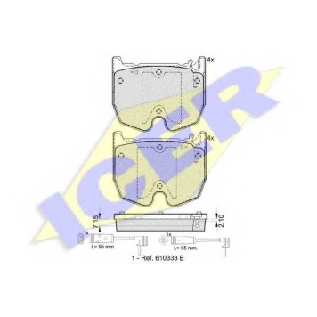 Колодки тормозные дисковые для MERCEDES CLS(C219), E(S211,W211), S(C215,C216,W220,W221), SL(R230), SLR(R199) <b>ICER 181591 / 23944</b>