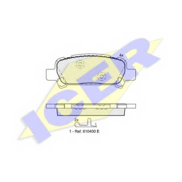 Колодки тормозные дисковые для SUBARU FORESTER(SF, SG), IMPREZA(G3, GC, GD, GF, GFC, GG, GH, GR), LEGACY(B13#, BE, BH, BL, BP), OUTBACK(BE, BH, BL, BP) <b>ICER 181736 / 23572</b>