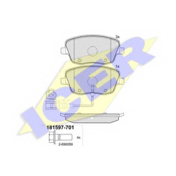 Колодки тормозные дисковые для SKODA FABIA(6Y2,6Y3,6Y5), ROOMSTER(5J) / VW POLO(9A4,9N#) <b>ICER 181597-701 / 23581</b>