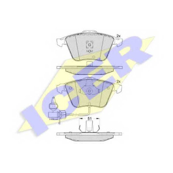 Колодки тормозные дисковые для AUDI A6(4B2,4B5,C5), ALLROAD(4BH,C5) <b>ICER 181531 / 23762</b>