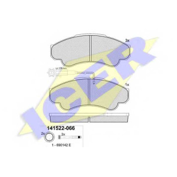 Колодки тормозные дисковые для CITROEN JUMPER(244,Z#) / FIAT DUCATO(244,Z#) / PEUGEOT BOXER(230L,230P,244,Z#,ZCT#) <b>ICER 141522 / 23919</b>