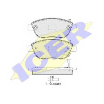 Колодки тормозные дисковые для OPEL CORSA <b>ICER 181809 / 23981</b>
