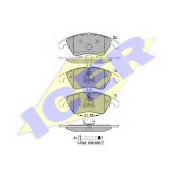 Колодки тормозные дисковые для MERCEDES C(C204,C205,S204,W204), CLS(C218,X218), E(A207,C207,S212,W212), SLC(R172), SLK(R172) <b>ICER 181865 / 24310</b>