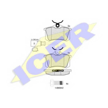 Колодки тормозные дисковые для AUDI A4(8D5,B5) <b>ICER 181387-203 / 24211</b>