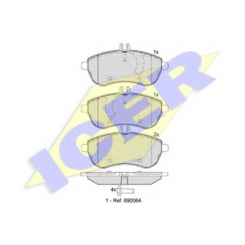 Колодки тормозные дисковые для MERCEDES C(C204, C205, S204, S205, W204, W205), E(A207, C207, S212, W212), SLC(R172), SLK(R172) <b>ICER 181821 / 24306</b>