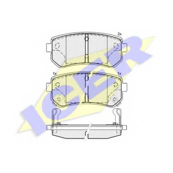 Колодки тормозные дисковые для HYUNDAI ACCENT, i30 CW, i30, TUCSON / KIA CEED, CEE`D, PRIDE, PRO CEED, RIO, SPORTAGE <b>ICER 181712 / 24320</b>