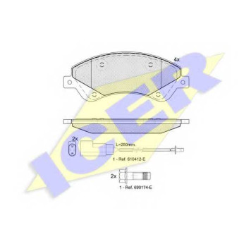 Колодки тормозные дисковые для FORD TRANSIT CONNECT(P65#,P70#,P80#), TRANSIT TOURNEO, TRANSIT <b>ICER 141792 / 24485</b>