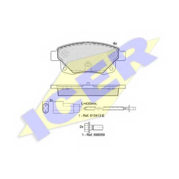 Колодки тормозные дисковые для FORD TRANSIT CONNECT(P65#,P70#,P80#), TRANSIT TOURNEO, TRANSIT <b>ICER 141794 / 24486</b>