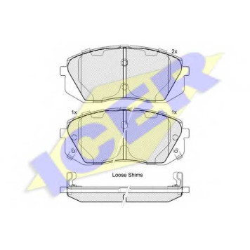 Колодки тормозные дисковые для KIA CADENZA, CARENS(UN), SPORTAGE(JE#,KM#,SL) <b>ICER 181826 / 24501</b>