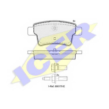 Колодки тормозные дисковые для CITROEN C4(UA#,UD#) / PEUGEOT 408 <b>ICER 181853 / 24540</b>