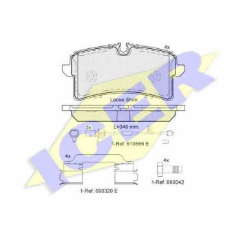 Колодки тормозные дисковые для AUDI A6(4G2, 4G5, 4GC, 4GD, 4GH, 4GJ, C7), A7(4GA, 4GF), A8(4H#) / PORSCHE MACAN(95B) <b>ICER 182159 / 24643</b>