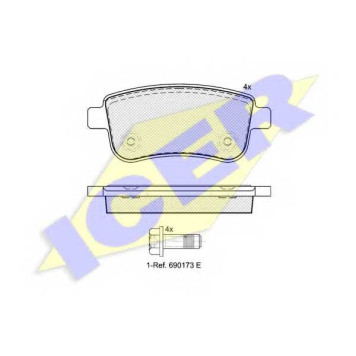 Колодки тормозные дисковые для RENAULT FLUENCE(L30#), GRAND(JZ0/1#), MEGANE(BZ0#, DZ0/1#, EZ0/1#, KZ0/1), SCENIC(JZ0/1#) <b>ICER 181904 / 24820</b>